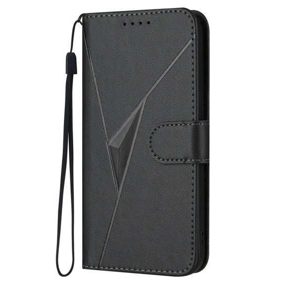 For Samsung Galaxy S25+ 5G Triangle Pattern Buckle Clasp Leather Phone Case(Black)