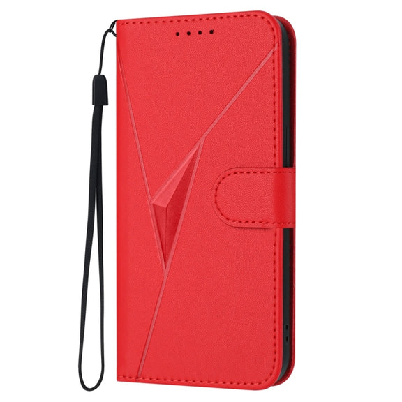 For Samsung Galaxy S25 Ultra 5G Triangle Pattern Buckle Clasp Leather Phone Case(Red)