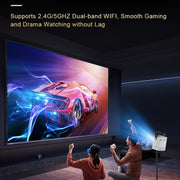TS-2 1920 x 1080P 240ANSI HiSilicon 352 Android 9.0 Telescopic Projector, EU Plug(White)