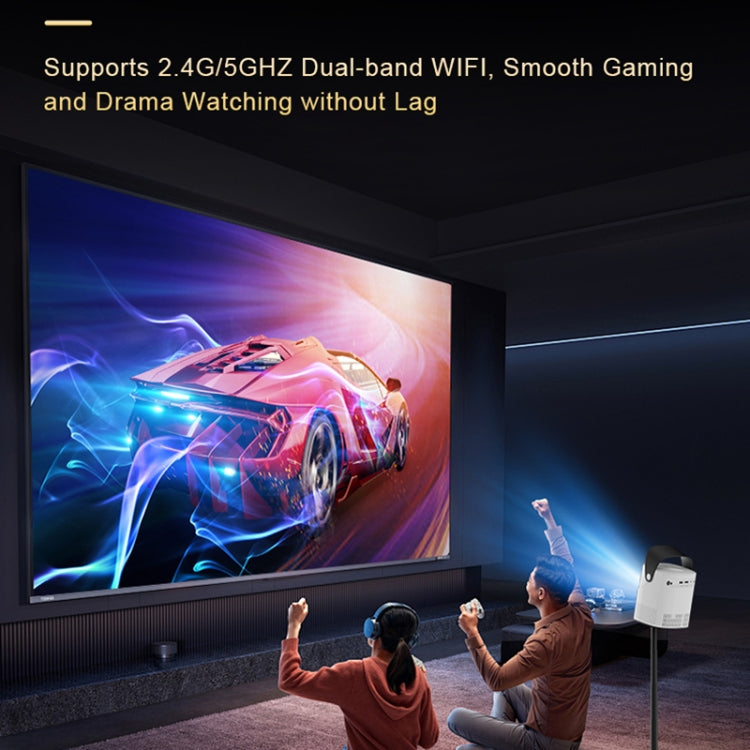 TS-2 1920 x 1080P 240ANSI HiSilicon 352 Android 9.0 Telescopic Projector, EU Plug(White)