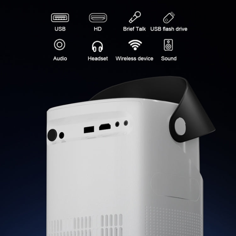 TS-2 1920 x 1080P 240ANSI HiSilicon 352 Android 9.0 Telescopic Projector, US Plug(White)