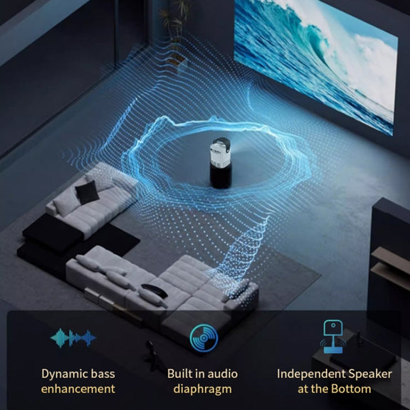 TS-2 1920 x 1080P 240ANSI HiSilicon 352 Android 9.0 Telescopic Projector, US Plug(White)