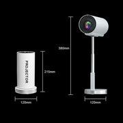 TS-3 1280x720P 260ANSI HiSilicon 352 Android 9.0 Telescopic Projector, UK Plug(White)