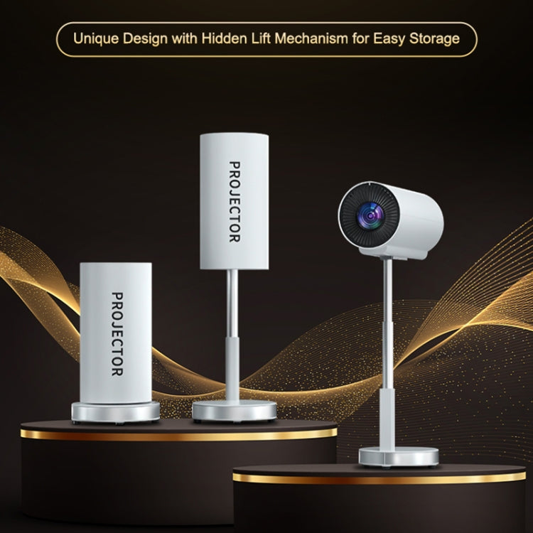 TS-3 1280x720P 260ANSI HiSilicon 352 Android 9.0 Telescopic Projector, EU Plug(White)
