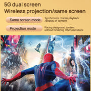 TZ-1 1080P 280ANSI HiSilicon 352 Android 9.0 Foldable PTZ Stand Projector, UK Plug(Grey)