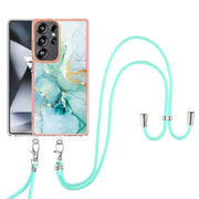 For Samsung Galaxy S25 Ultra 5G Electroplating Marble Dual-side IMD Phone Case with Lanyard(Green 003)