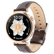 14mm Silver Steel Buckle Genuine Leather Watch Band Wristband(Coffee)