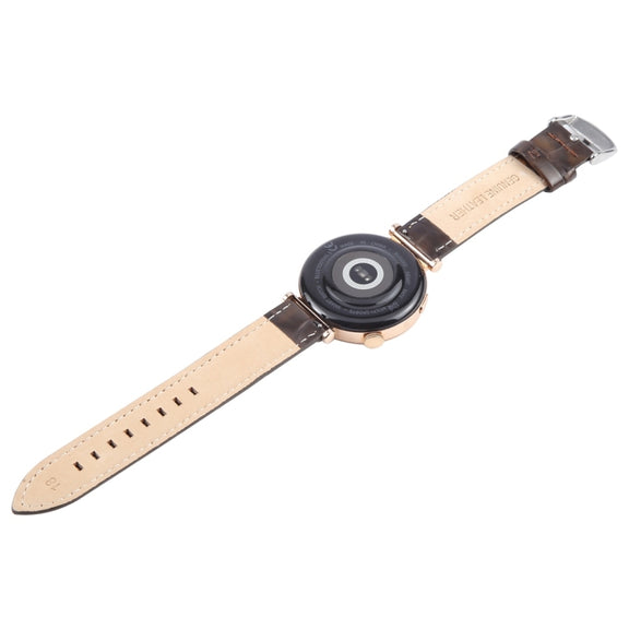 14mm Silver Steel Buckle Genuine Leather Watch Band Wristband(Coffee)