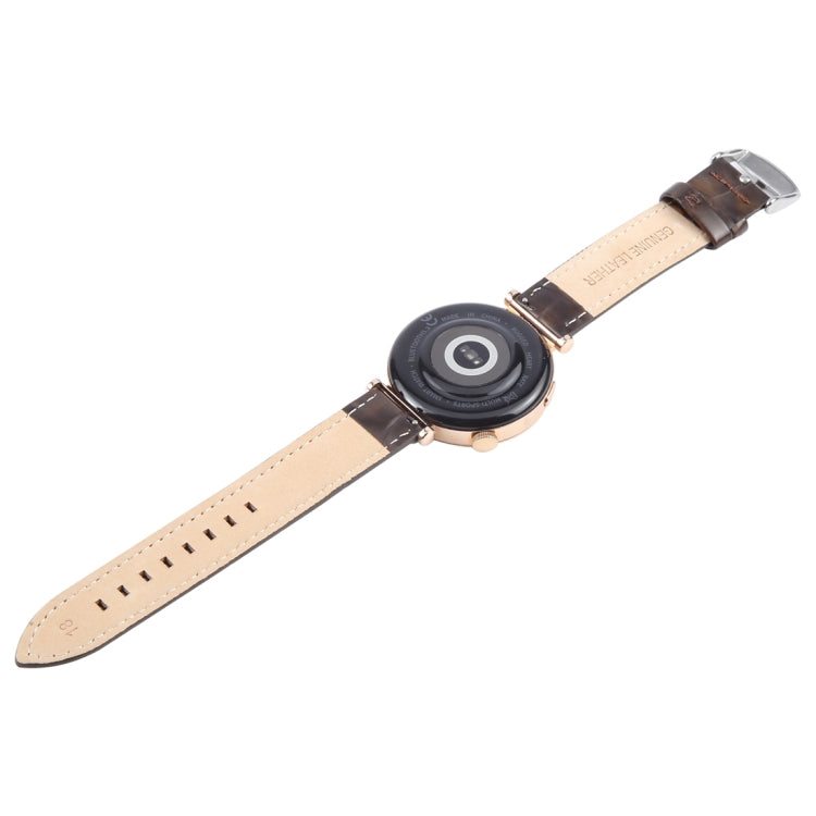 14mm Silver Steel Buckle Genuine Leather Watch Band Wristband(Coffee)