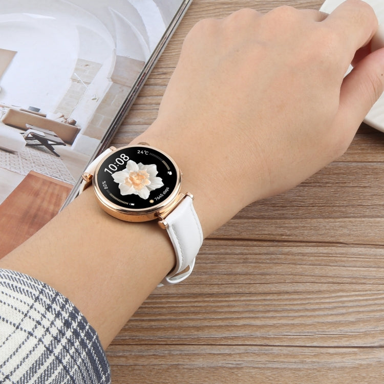 14mm Silver Steel Buckle Genuine Leather Watch Band Wristband(Coffee)