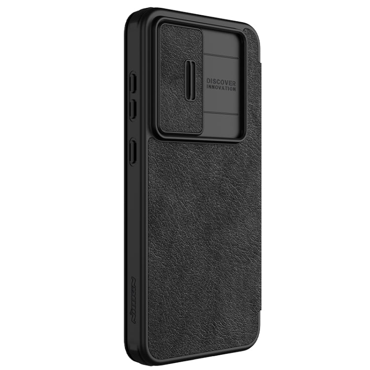 For Samsung Galaxy S24 FE 5G NILLKIN QIN Series Pro Sliding Camera Cover Design Leather Phone Case(Black)