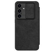 For Samsung Galaxy S24 FE 5G NILLKIN QIN Series Pro Sliding Camera Cover Design Leather Phone Case(Black)
