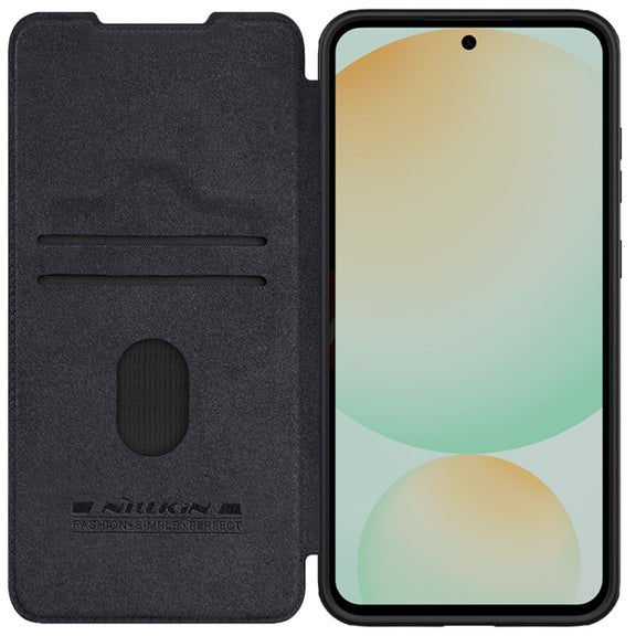 For Samsung Galaxy S24 FE 5G NILLKIN QIN Series Pro Sliding Camera Cover Design Leather Phone Case(Black)