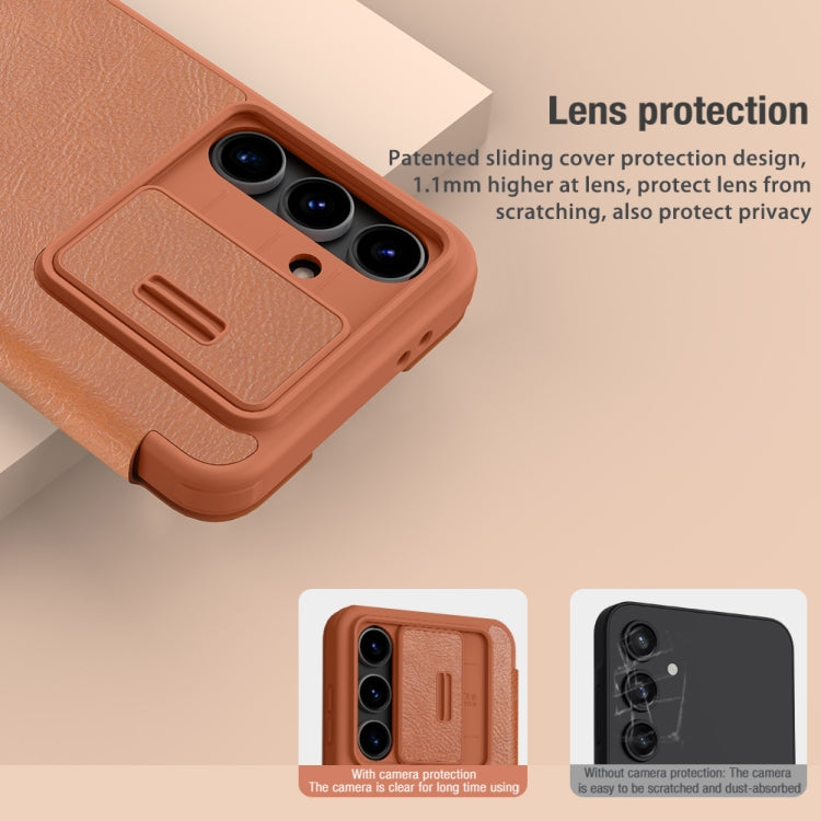 For Samsung Galaxy S24 FE 5G NILLKIN QIN Series Pro Sliding Camera Cover Design Leather Phone Case(Black)