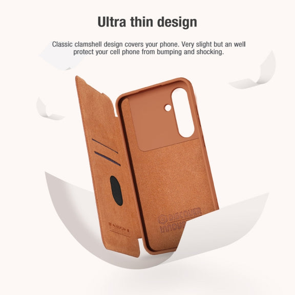 For Samsung Galaxy S24 FE 5G NILLKIN QIN Series Pro Sliding Camera Cover Design Leather Phone Case(Black)