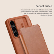For Samsung Galaxy S24 FE 5G NILLKIN QIN Series Pro Sliding Camera Cover Design Leather Phone Case(Black)