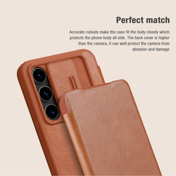 For Samsung Galaxy S24 FE 5G NILLKIN QIN Series Pro Sliding Camera Cover Design Leather Phone Case(Black)