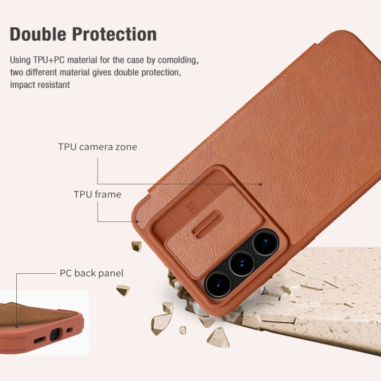 For Samsung Galaxy S24 FE 5G NILLKIN QIN Series Pro Sliding Camera Cover Design Leather Phone Case(Black)
