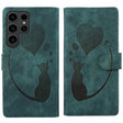 For Samsung Galaxy S25 Ultra 5G Pen Heart Cat Embossed Leather Phone Case(Green) - Galaxy S25 Ultra 5G Cases by PMC TechLife | Online Shopping South Africa | PMC TechLife | Buy Now Pay Later Mobicred