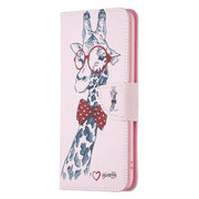 For Samsung Galaxy S25 5G Colored Drawing Pattern Leather Phone Case(Giraffe)