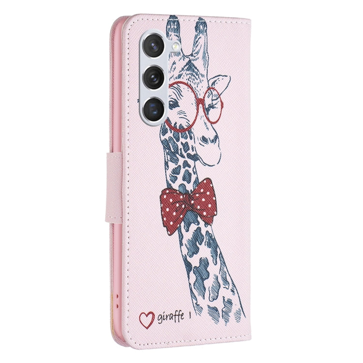 For Samsung Galaxy S25 5G Colored Drawing Pattern Leather Phone Case(Giraffe)