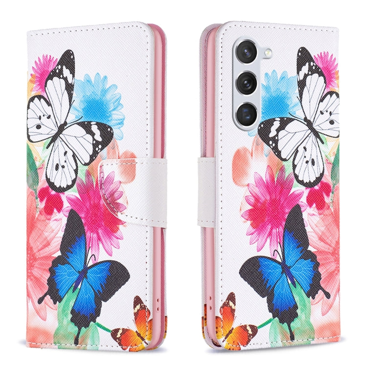For Samsung Galaxy S25 5G Colored Drawing Pattern Leather Phone Case(Butterflies)