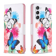 For Samsung Galaxy S25 5G Colored Drawing Pattern Leather Phone Case(Butterflies)