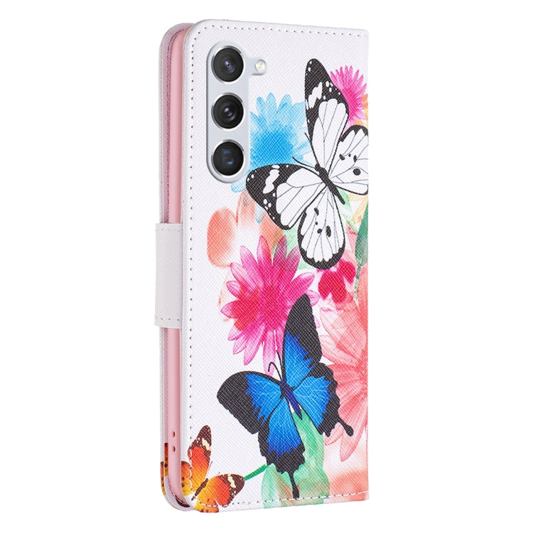 For Samsung Galaxy S25 5G Colored Drawing Pattern Leather Phone Case(Butterflies)