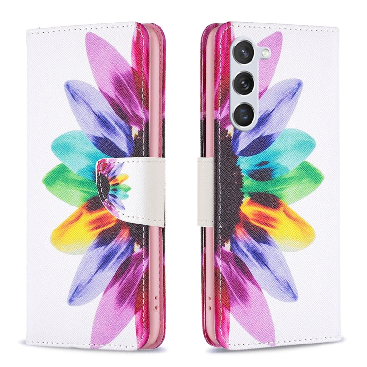 For Samsung Galaxy S25 5G Colored Drawing Pattern Leather Phone Case(Sun Flower)