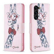 For Samsung Galaxy S25+ 5G Colored Drawing Pattern Leather Phone Case(Giraffe)