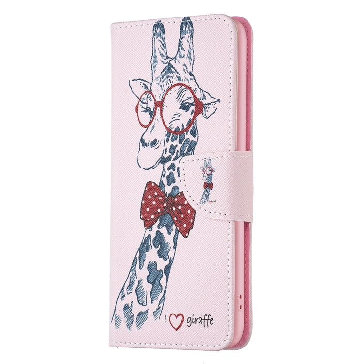 For Samsung Galaxy S25+ 5G Colored Drawing Pattern Leather Phone Case(Giraffe)