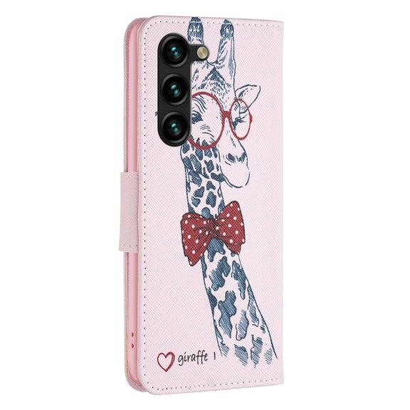 For Samsung Galaxy S25+ 5G Colored Drawing Pattern Leather Phone Case(Giraffe)
