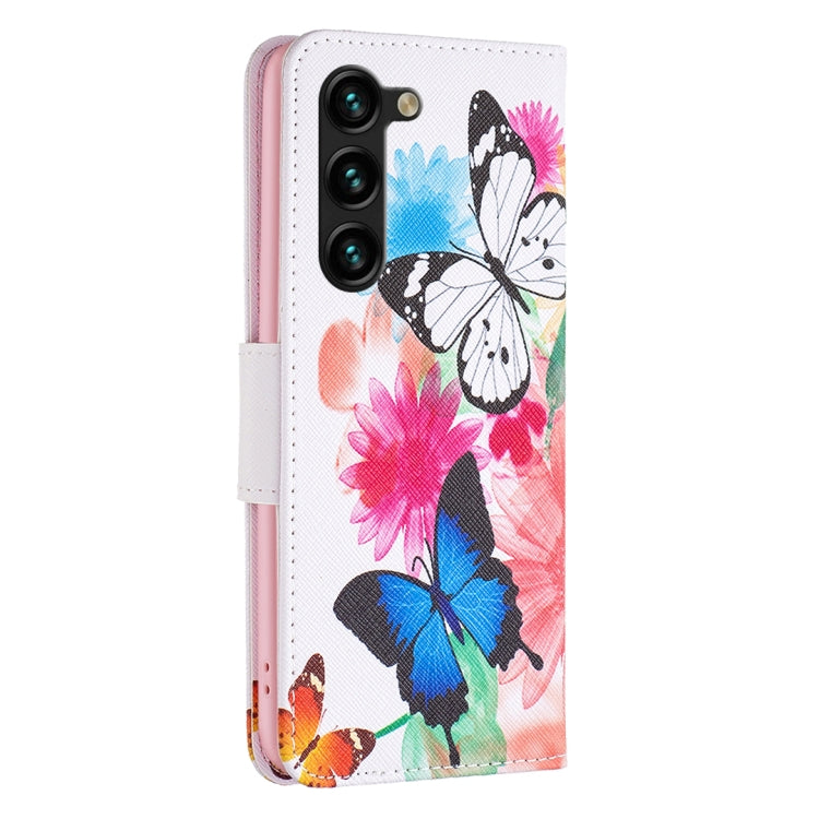 For Samsung Galaxy S25+ 5G Colored Drawing Pattern Leather Phone Case(Butterflies)
