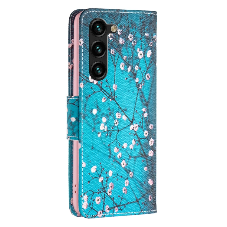 For Samsung Galaxy S25+ 5G Colored Drawing Pattern Leather Phone Case(Plum Blossom)