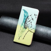 For Samsung Galaxy S25+ 5G Colored Drawing Pattern Leather Phone Case(Feather)