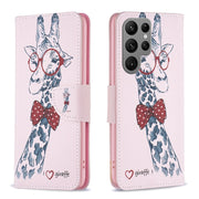 For Samsung Galaxy S25 Ultra 5G Colored Drawing Pattern Leather Phone Case(Giraffe)