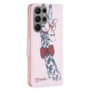 For Samsung Galaxy S25 Ultra 5G Colored Drawing Pattern Leather Phone Case(Giraffe)
