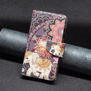 For Samsung Galaxy S25 5G Colored Drawing Pattern Zipper Leather Phone Case(Flower Elephant)