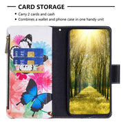 For Samsung Galaxy S25 5G Colored Drawing Pattern Zipper Leather Phone Case(Two Butterflies)