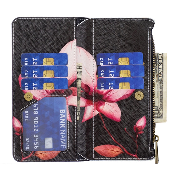 For Samsung Galaxy S25 5G Colored Drawing Pattern Zipper Leather Phone Case(Lotus)