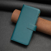 For Samsung Galaxy S25 5G 9 Card Slots Zipper Wallet Leather Flip Phone Case(Green)