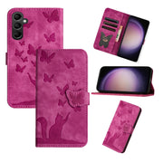 For Samsung Galaxy S25+ 5G Butterfly Cat Embossing Flip Leather Phone Case(Pink)