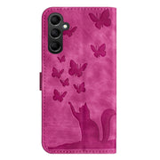 For Samsung Galaxy S25+ 5G Butterfly Cat Embossing Flip Leather Phone Case(Pink)