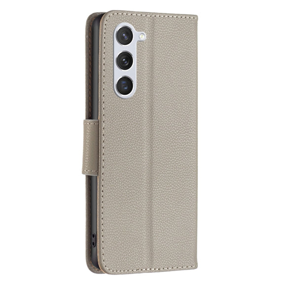 For Samsung Galaxy S25 5G Litchi Texture Pure Color Flip Leather Phone Case(Grey)