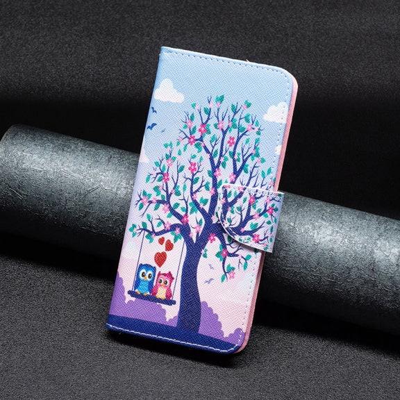 For Samsung Galaxy S25+ 5G Colored Drawing Pattern Leather Phone Case(Owl)