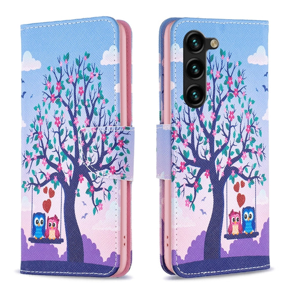 For Samsung Galaxy S25+ 5G Colored Drawing Pattern Leather Phone Case(Owl)