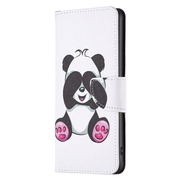 For Samsung Galaxy S25+ 5G Colored Drawing Pattern Leather Phone Case(Panda)