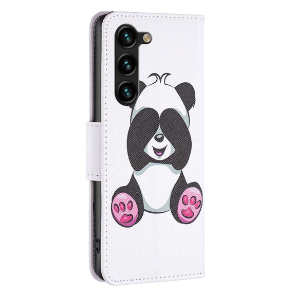 For Samsung Galaxy S25+ 5G Colored Drawing Pattern Leather Phone Case(Panda)