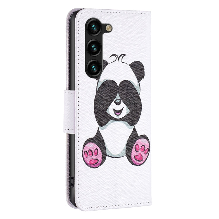 For Samsung Galaxy S25+ 5G Colored Drawing Pattern Leather Phone Case(Panda)