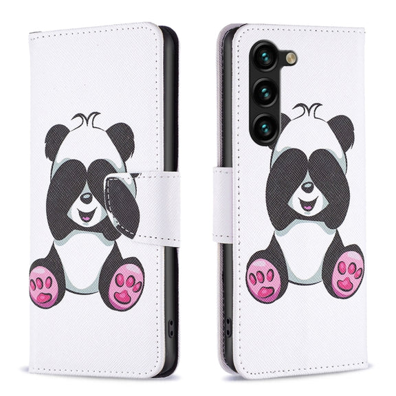 For Samsung Galaxy S25+ 5G Colored Drawing Pattern Leather Phone Case(Panda)